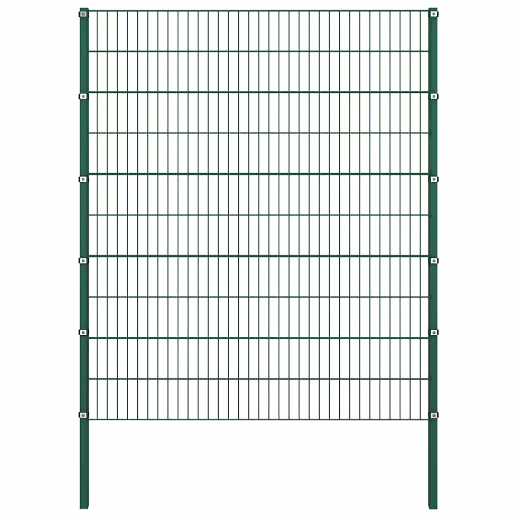 Fence Panel with Posts Iron 694.5x200 cm Green