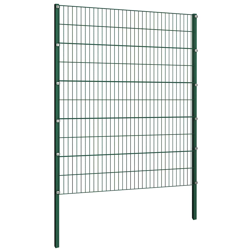 Fence Panel with Posts Iron 694.5x200 cm Green