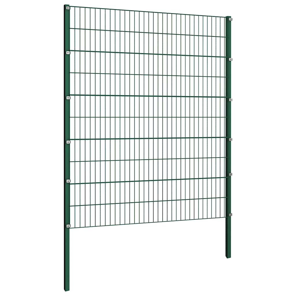 Fence Panel with Posts Iron 867x200 cm Green