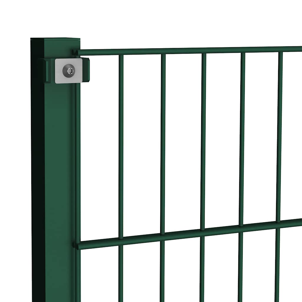 Fence Panel with Posts Iron 1557.5x200 cm Green