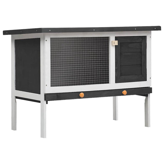 Rabbit Hutch | Grey | Solid pine wood | 90 x 45 x 65 cm | Rabbit Hutch