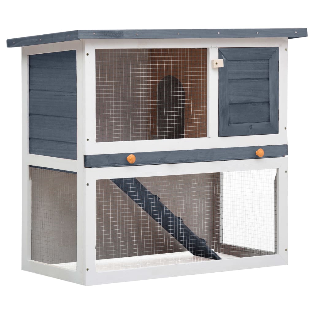 vidaXL Outdoor Rabbit Hutch 1 Door Grey Wood