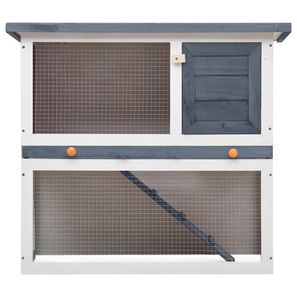 vidaXL Outdoor Rabbit Hutch 1 Door Grey Wood