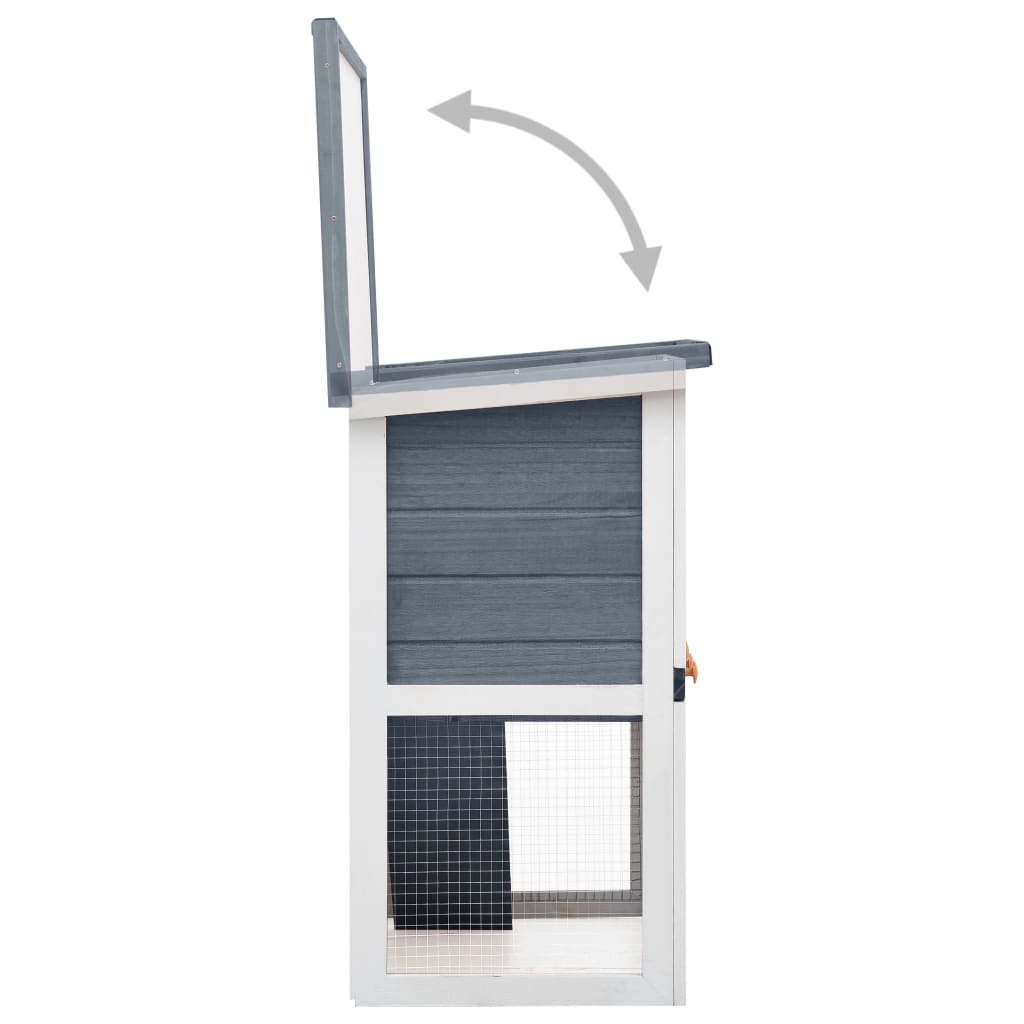 vidaXL Outdoor Rabbit Hutch 1 Door Grey Wood