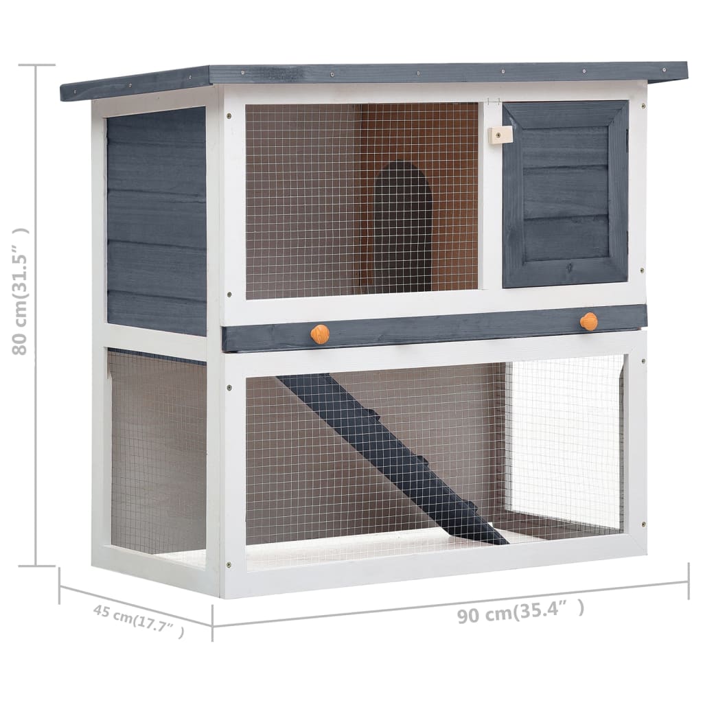 vidaXL Outdoor Rabbit Hutch 1 Door Grey Wood