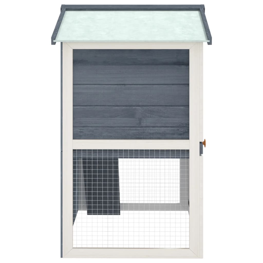 vidaXL Outdoor Rabbit Hutch 3 Doors Grey Wood