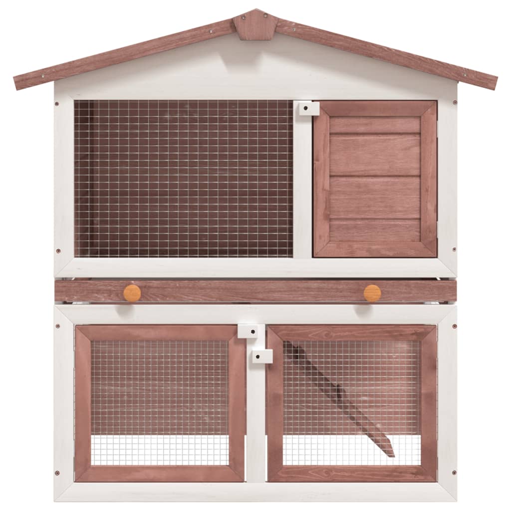 vidaXL Outdoor Rabbit Hutch 3 Doors Brown Wood