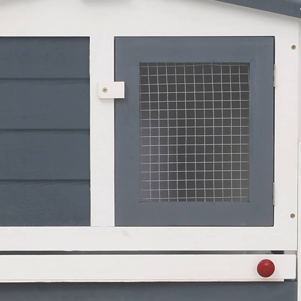 Outdoor Large Rabbit Hutch Grey and White 201x45x85 cm Wood