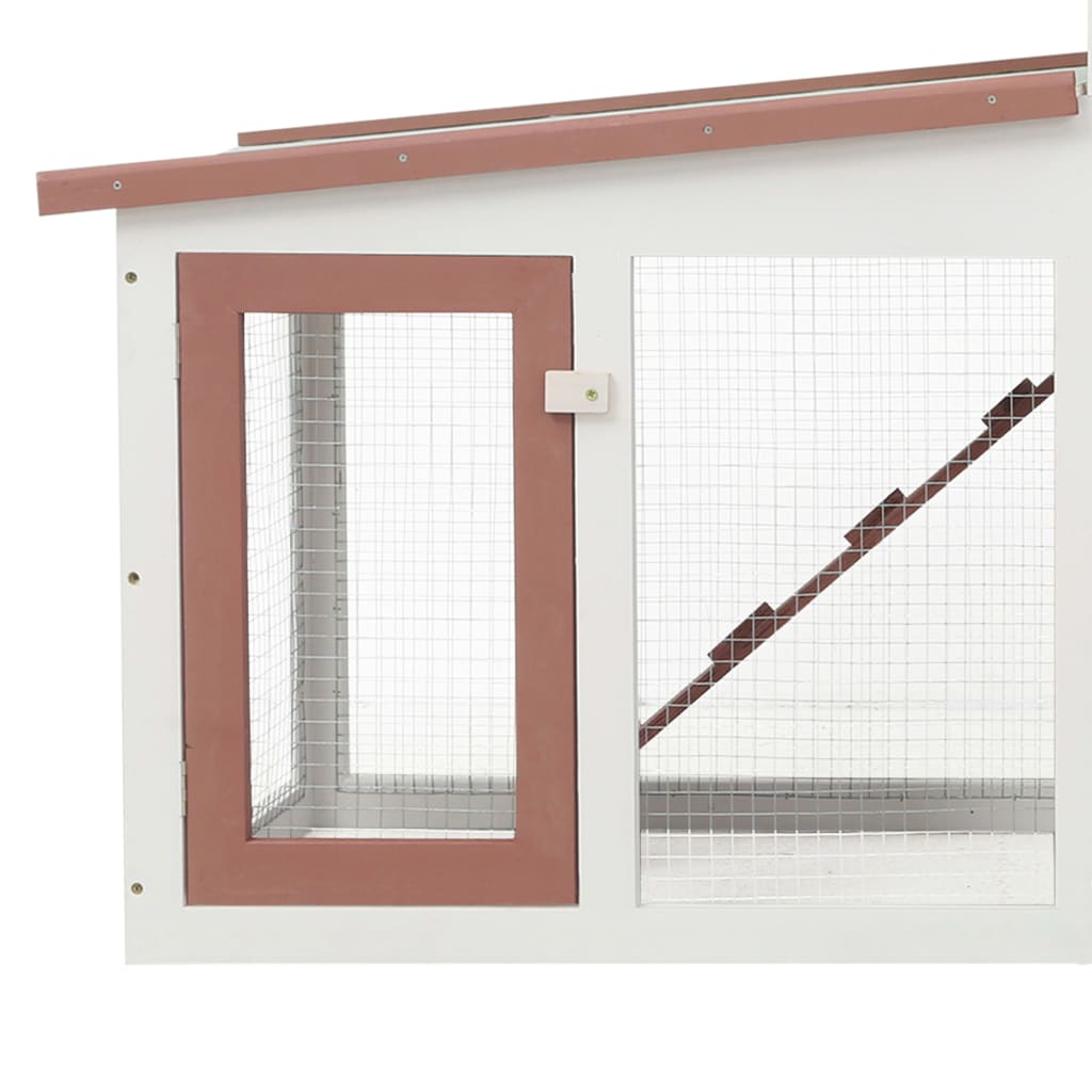 vidaXL Outdoor Large Rabbit Hutch Brown and White 204x45x85 cm Wood