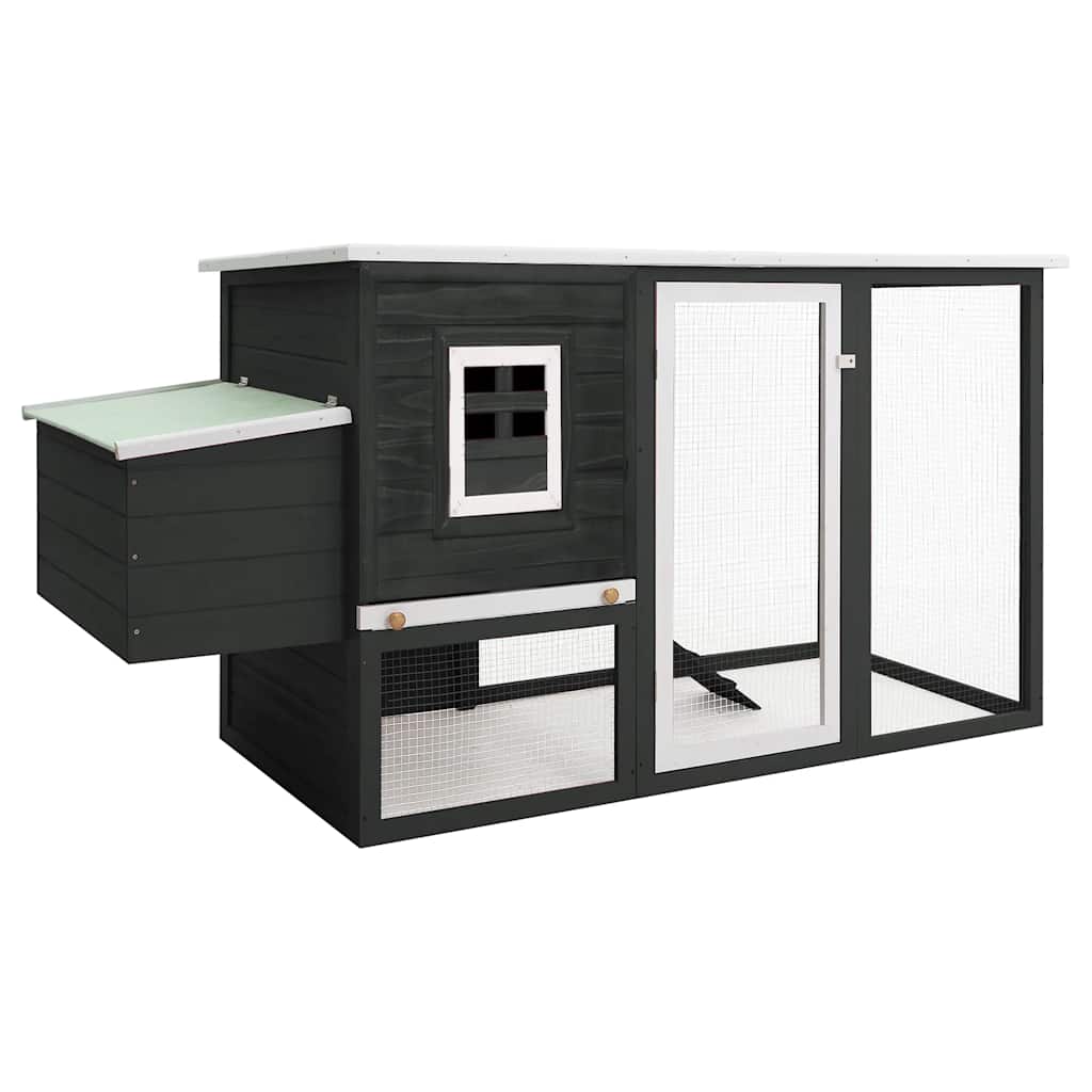 Outdoor Chicken Cage Hen House with 1 Egg Cage Grey Wood