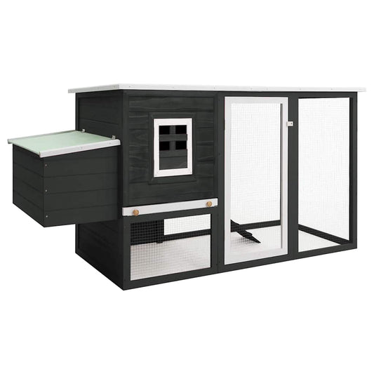 Outdoor Chicken Cage Hen House with 1 Egg Cage Grey Wood