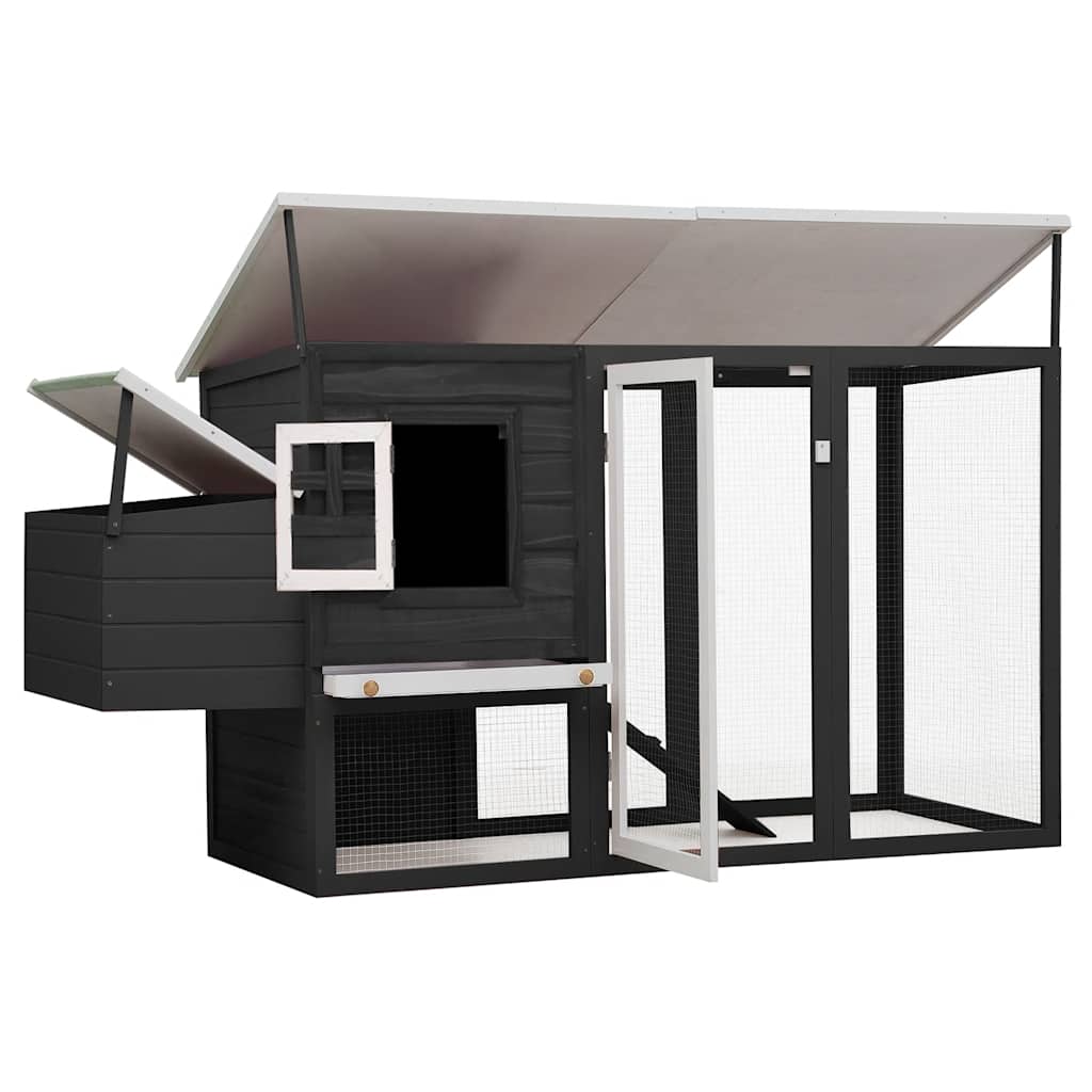 Outdoor Chicken Cage Hen House with 1 Egg Cage Grey Wood