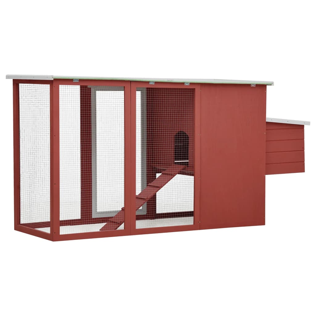 vidaXL Outdoor Chicken Cage Hen House with 1 Egg Cage Red Wood