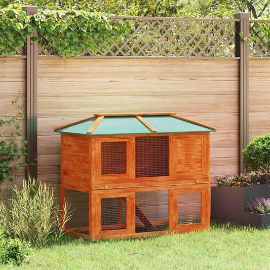 Animal Cage | Brown | Fir wood | Double floor | Durable | Animal Cage