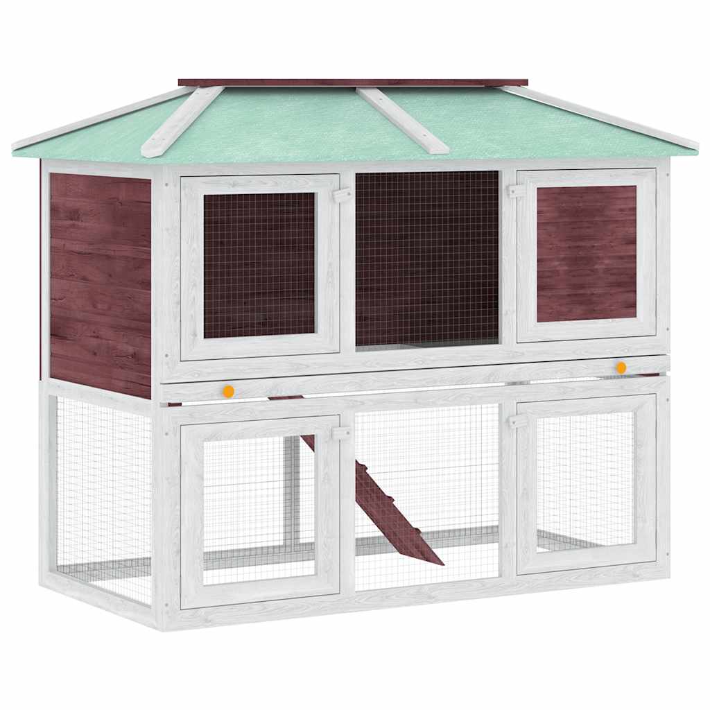 Animal Rabbit Cage Double Floor Brown Wood