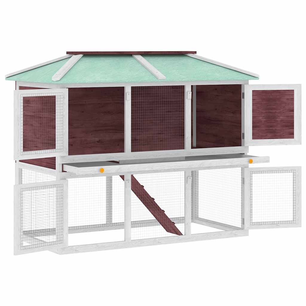 Animal Rabbit Cage Double Floor Brown Wood