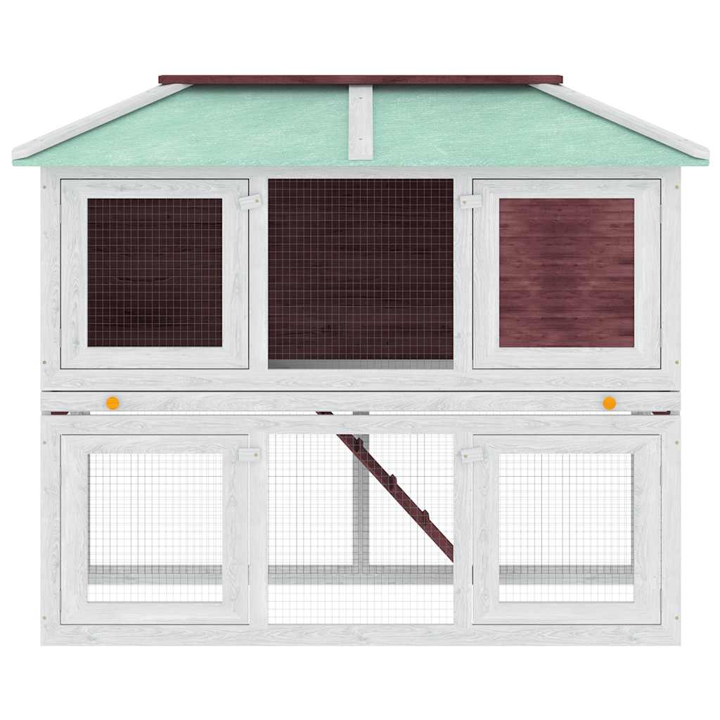 Animal Rabbit Cage Double Floor Brown Wood