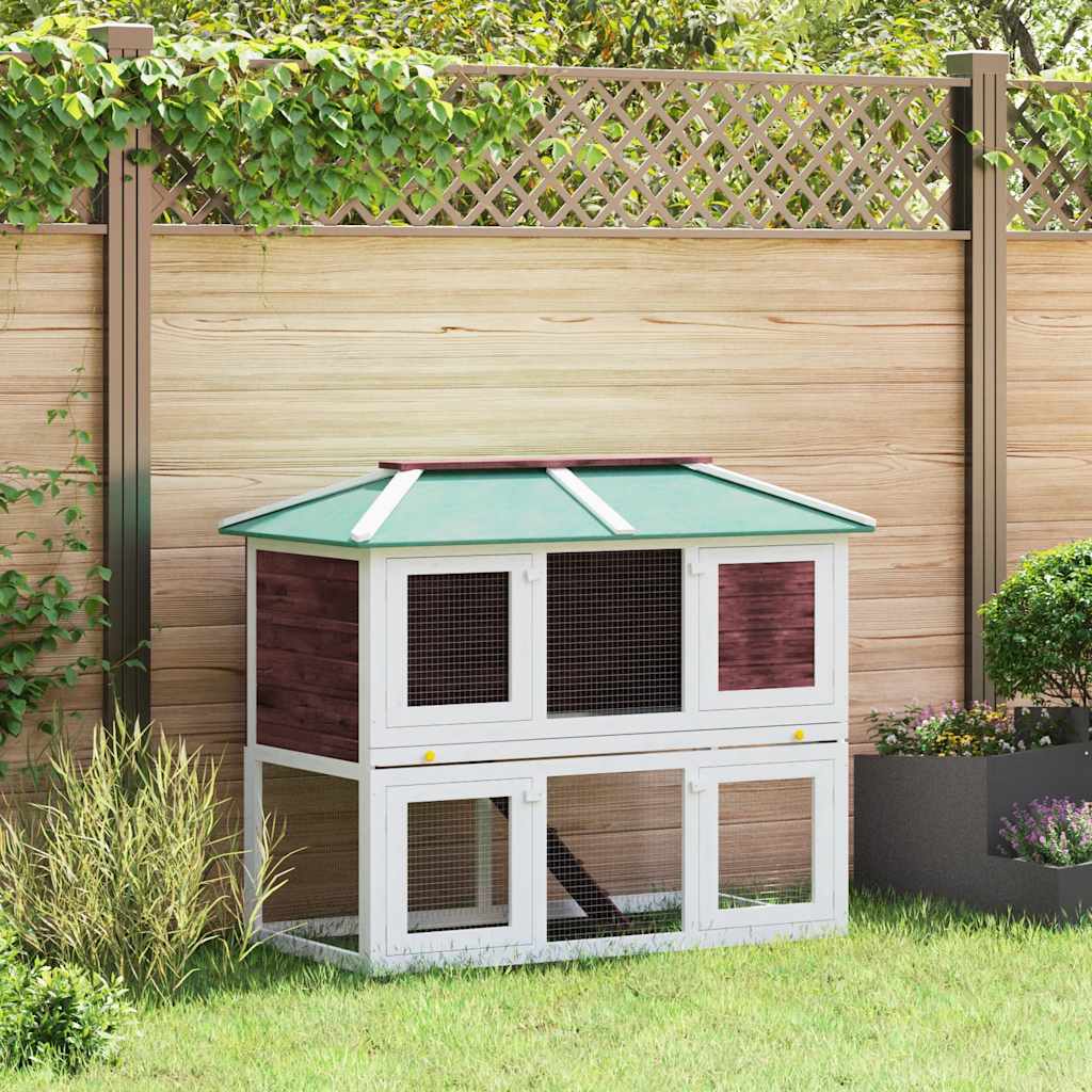 Animal Rabbit Cage Double Floor Brown Wood