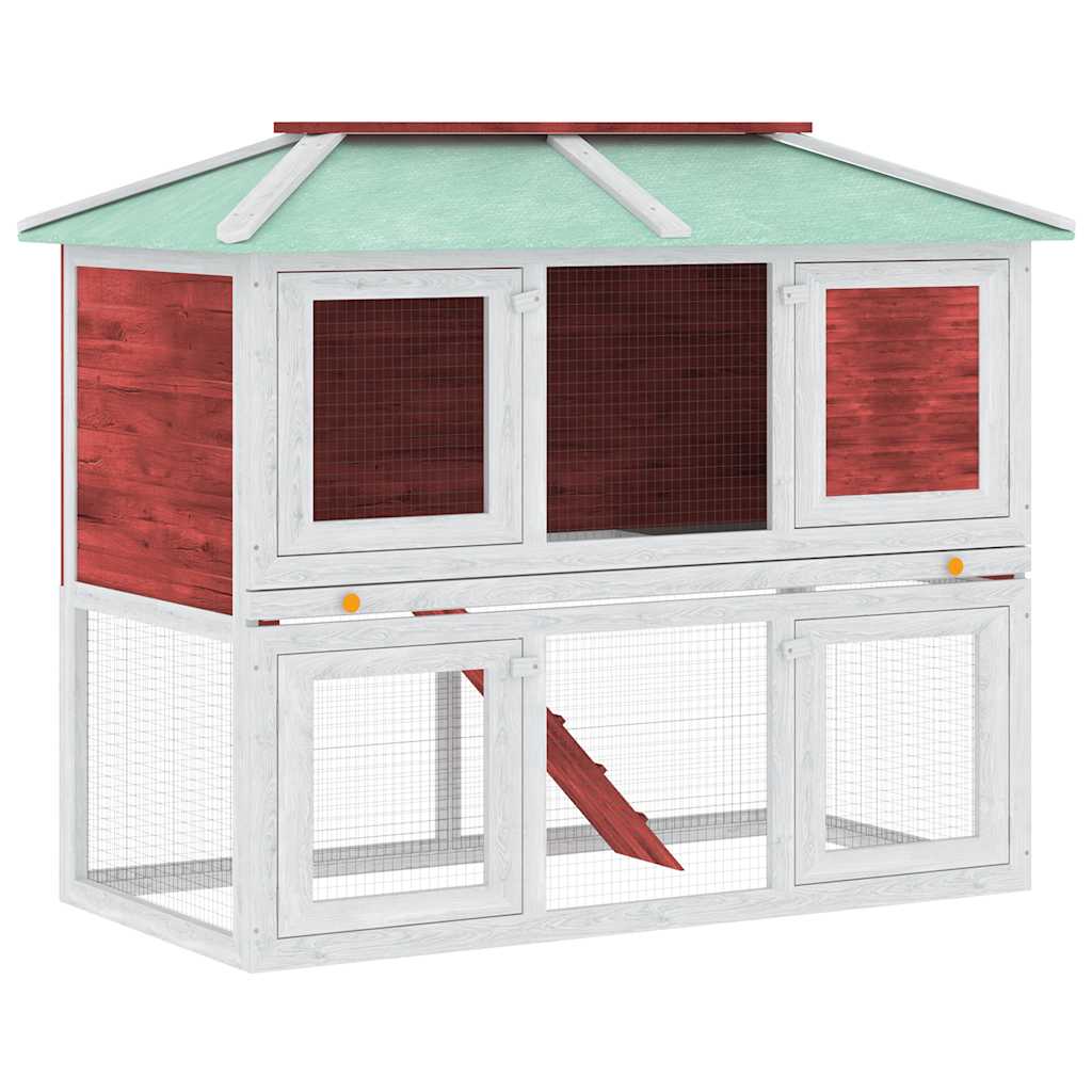 Animal Rabbit Cage Double Floor Red Wood