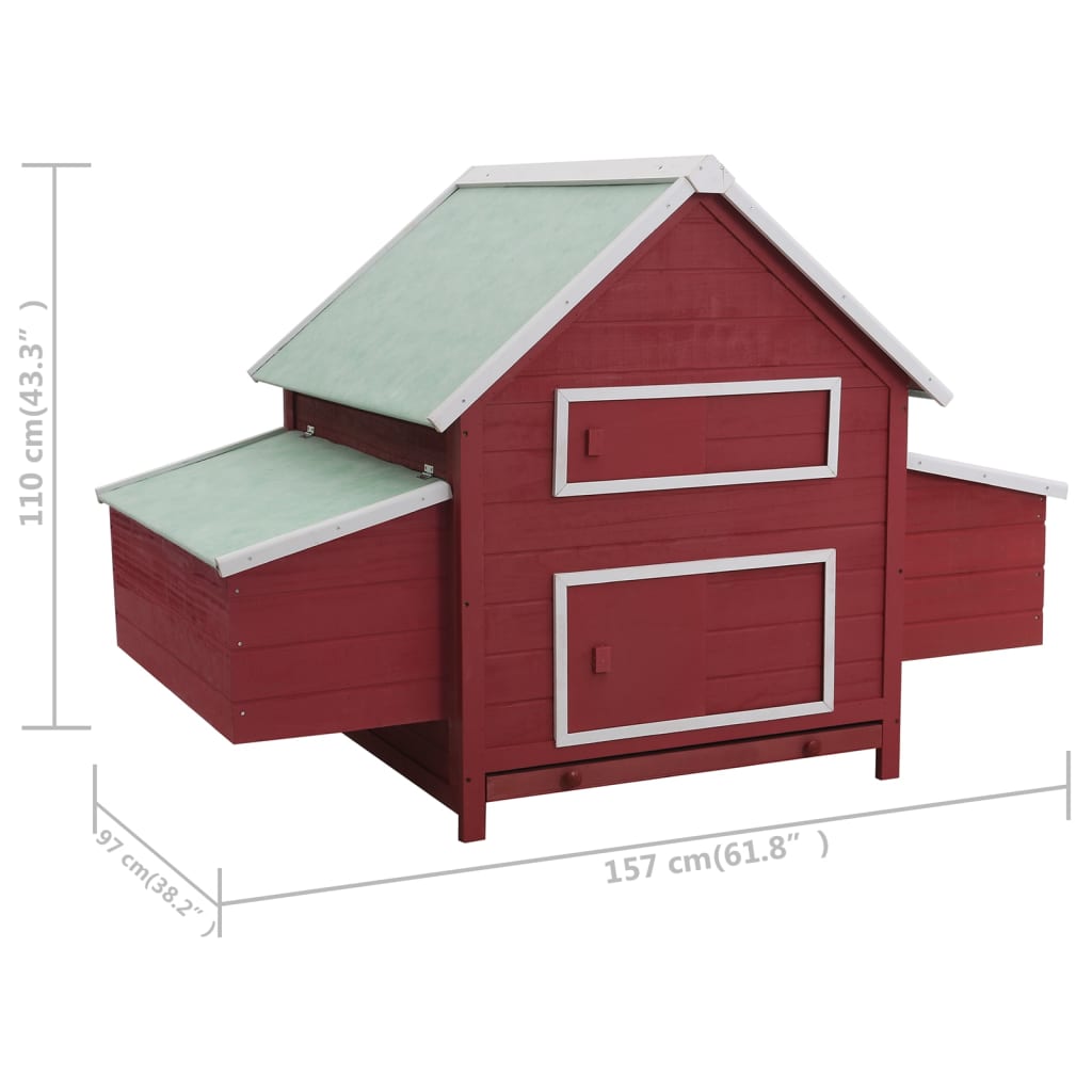 Chicken Coop Red 157x97x110 cm Wood