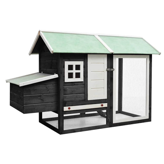 Rabbit Hutch | Grey, Green | Solid pine wood, Fir wood, Iron wire mesh