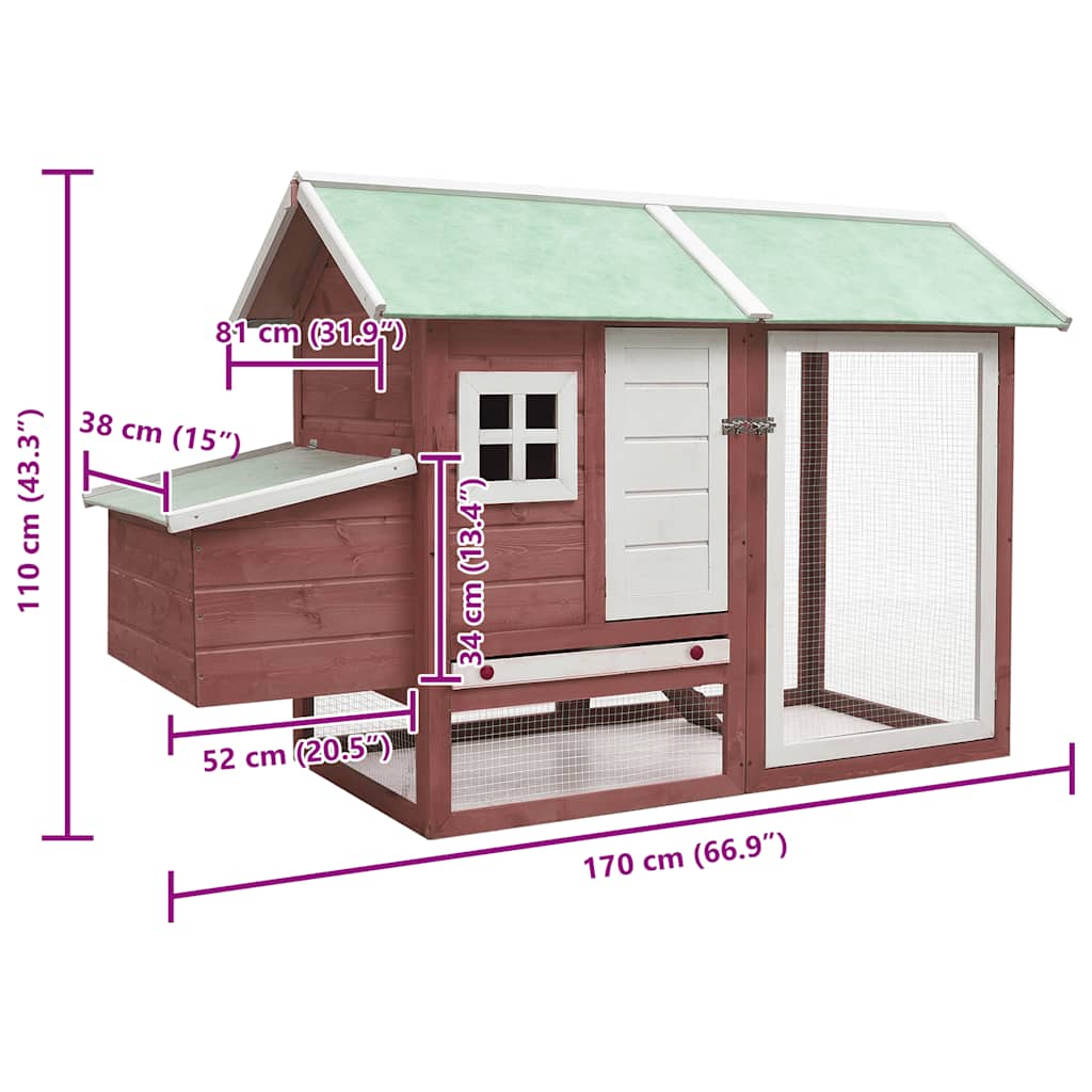 Chicken Cage Mocha 170x81x110 cm Solid Pine & Fir Wood