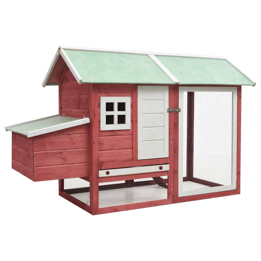 vidaXL Chicken Cage Red 170x81x110 cm Solid Pine & Fir Wood