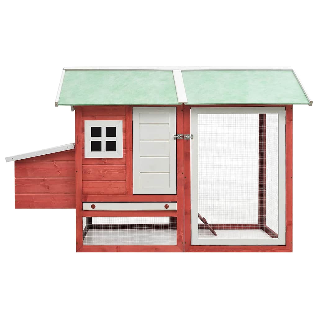 Chicken Cage Red 170x81x110 cm Solid Pine & Fir Wood