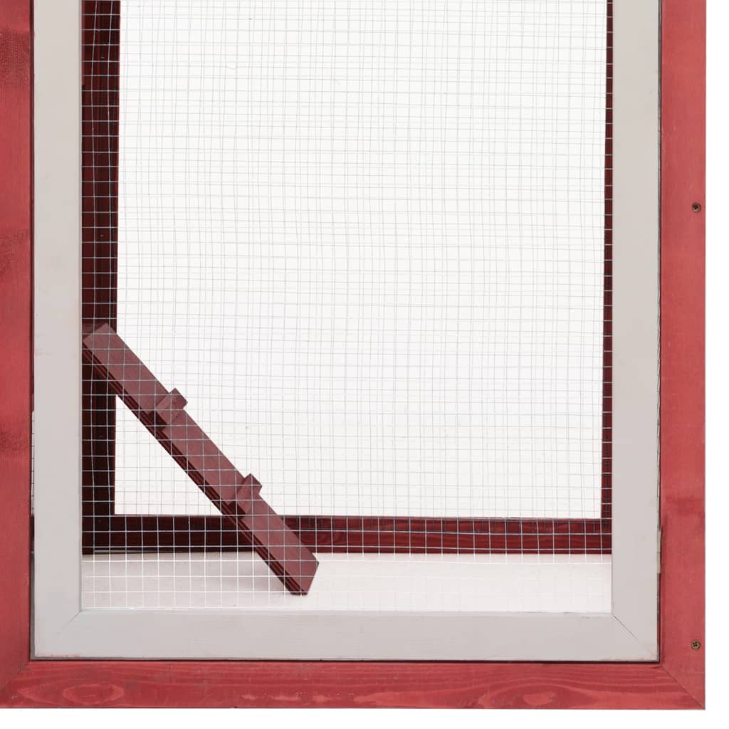 vidaXL Chicken Cage Red 170x81x110 cm Solid Pine & Fir Wood