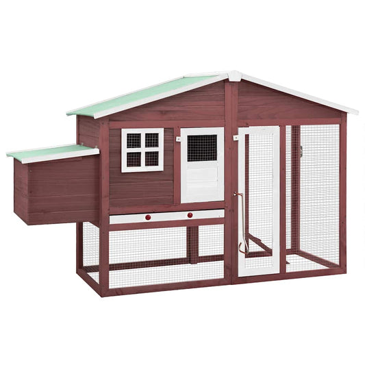 Chicken Coop | Mocha and White | Solid Fir Wood | Large | Pull-Out