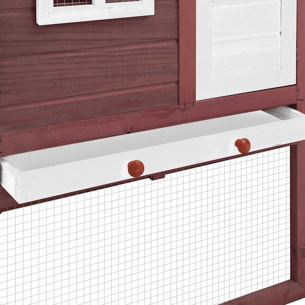 Chicken Coop with Nest Box Mocha and White Solid Fir Wood