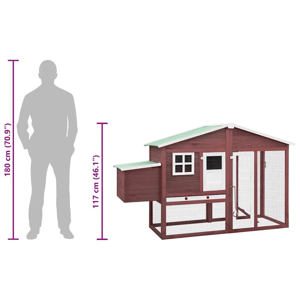Chicken Coop with Nest Box Mocha and White Solid Fir Wood
