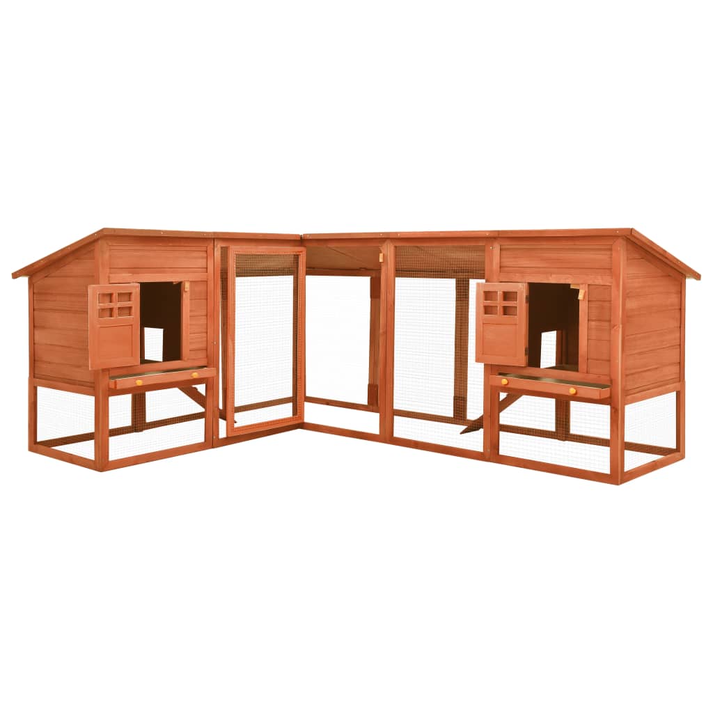 vidaXL Outdoor Rabbit Hutch with Run Brown Solid Fir Wood