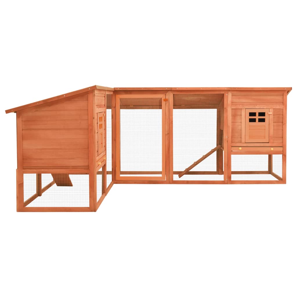 vidaXL Outdoor Rabbit Hutch with Run Brown Solid Fir Wood