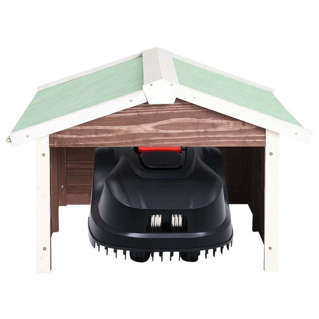 vidaXL Robotic Lawn Mower Garage 72x87x50 cm Mocca and White Firwood