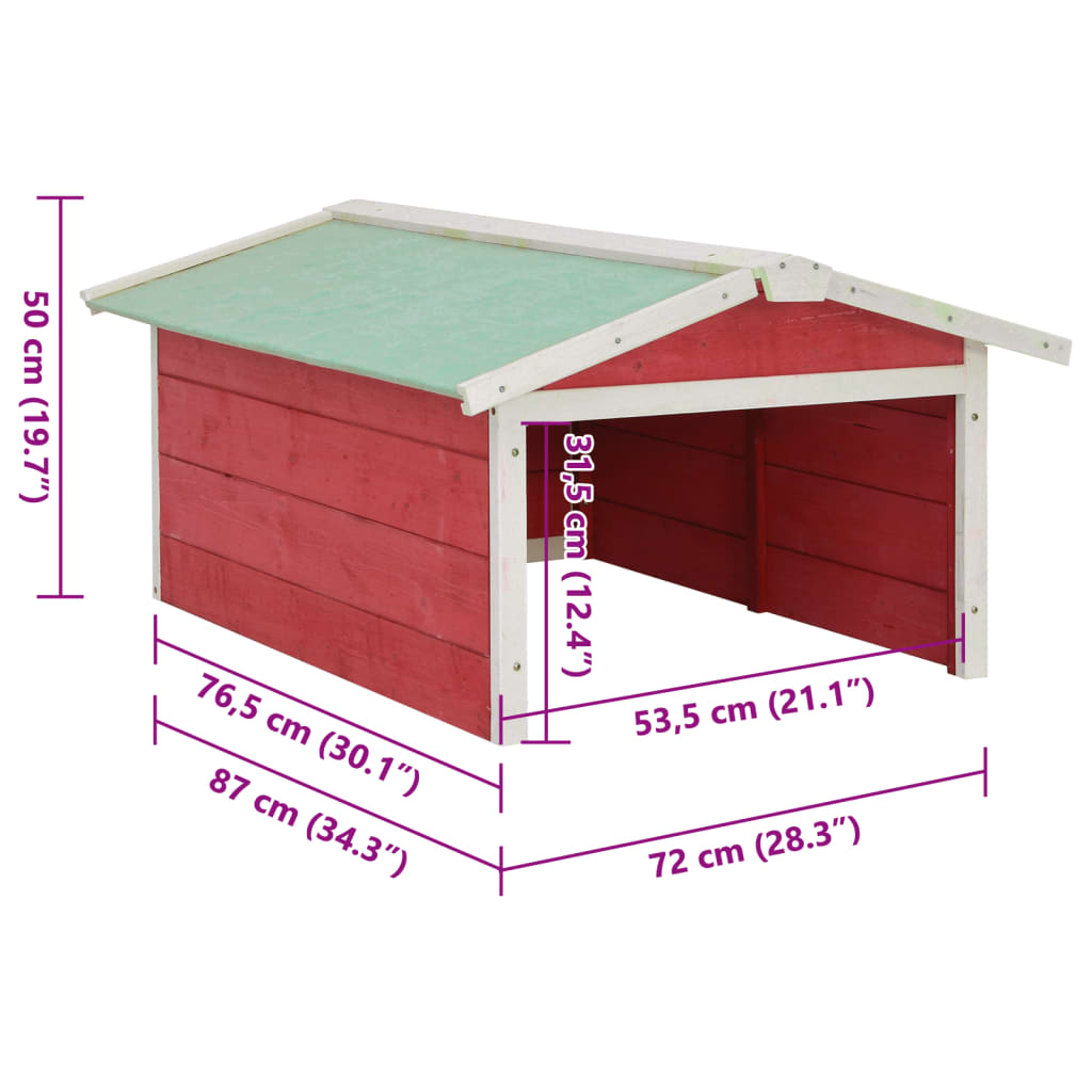 Robotic Lawn Mower Garage 72x87x50 cm Red and White Firwood