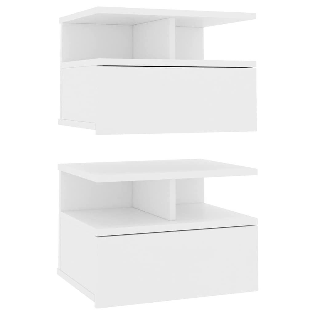 800406 vidaXL Floating Nightstands 2 pcs White 40x31x27 cm Engineered Wood
