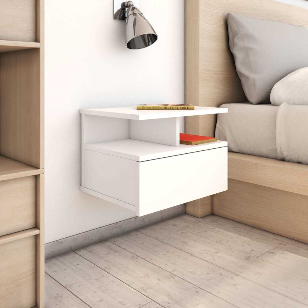 800406 vidaXL Floating Nightstands 2 pcs White 40x31x27 cm Engineered Wood