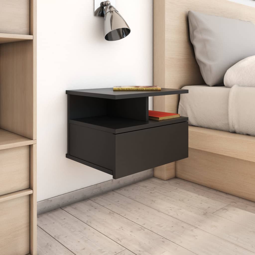 Floating Nightstand Black 40x31x27cm Engineered Wood