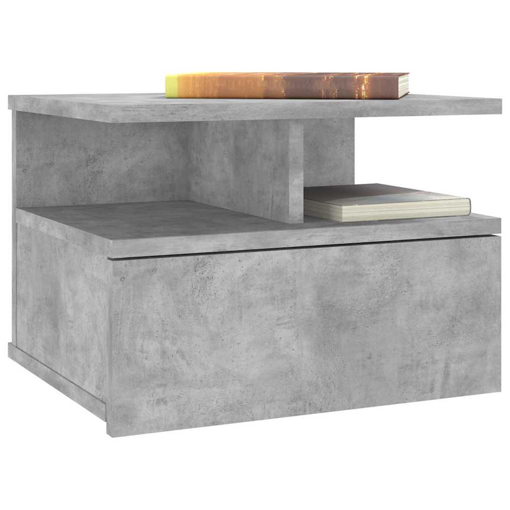 800413 vidaXL Floating Nightstand Concrete Grey 40x31x27 cm Engineered Wood