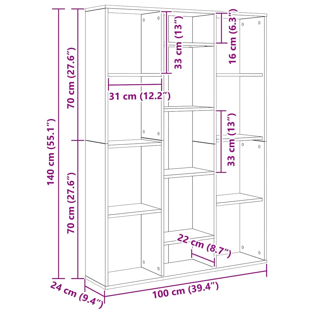 Room Divider/Book Cabinet Sonoma Oak 100x24x140 cm Engineered Wood
