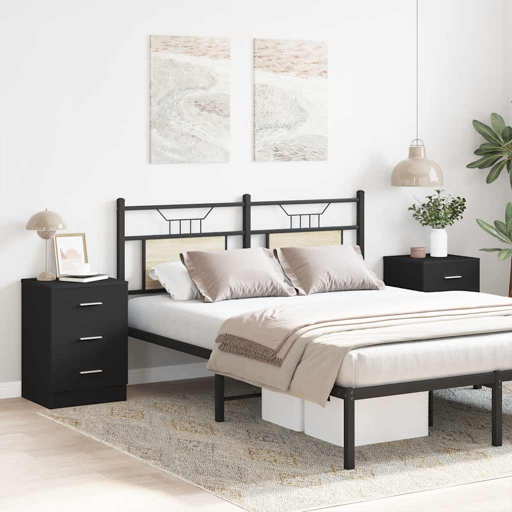 Bedside Cabinets 2 pcs Black 38x35x56 cm Engineered Wood