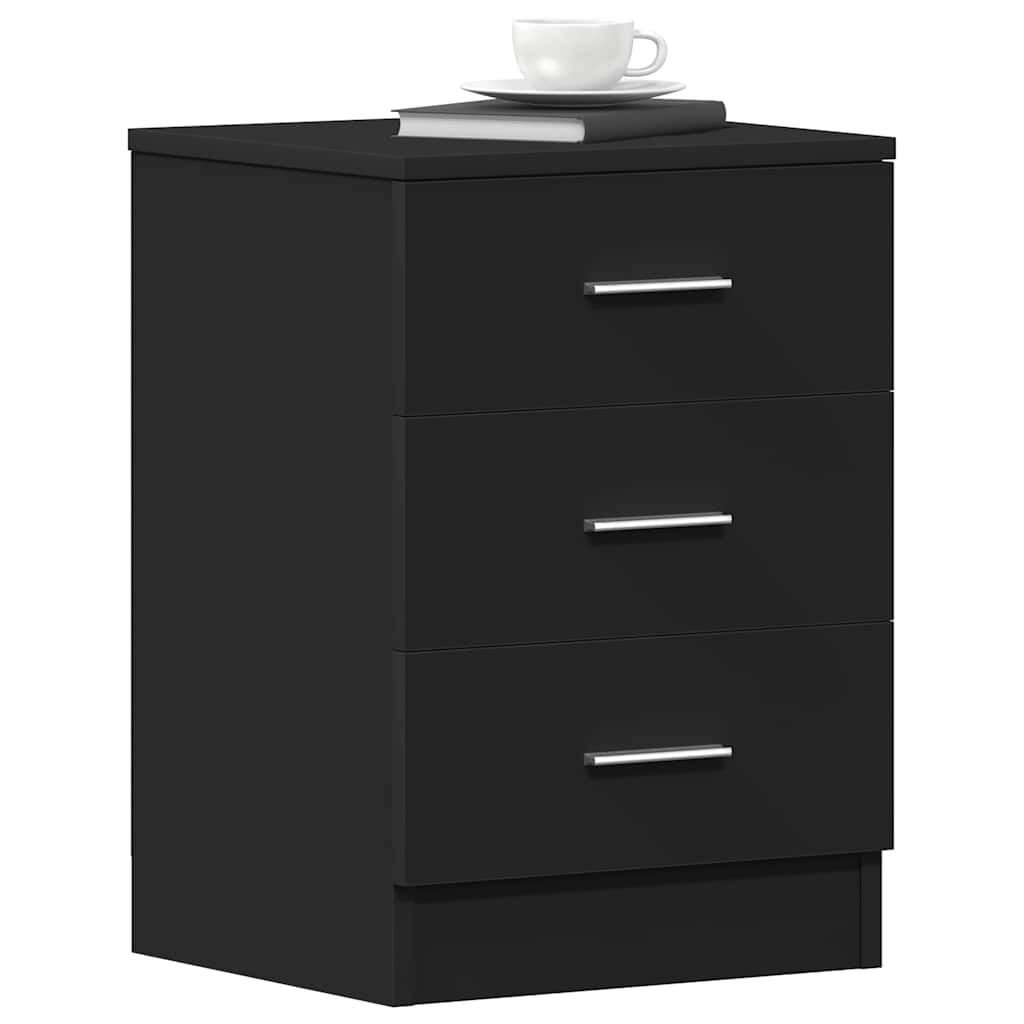 Bedside Cabinet | Set of 2 | Black | Engineered wood | Medium