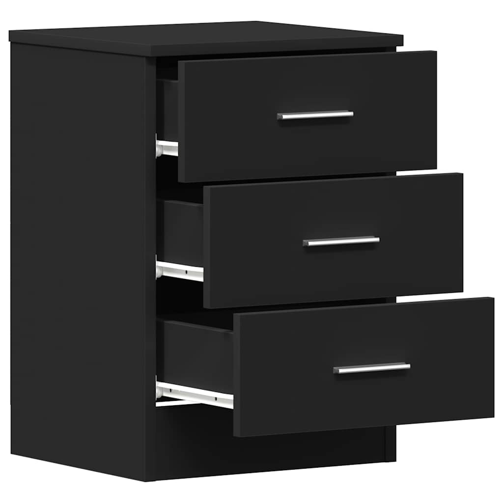 Bedside Cabinet | Set of 2 | Black | Engineered wood | Medium