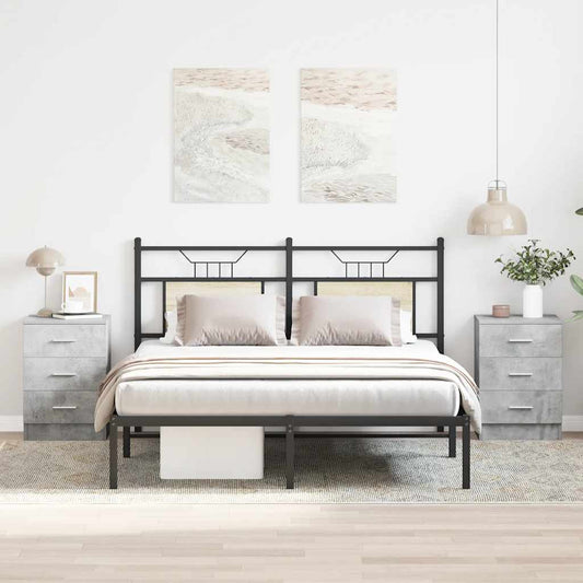 Bedside Cabinet | Set of 2 | Concrete grey | Engineered wood | Medium