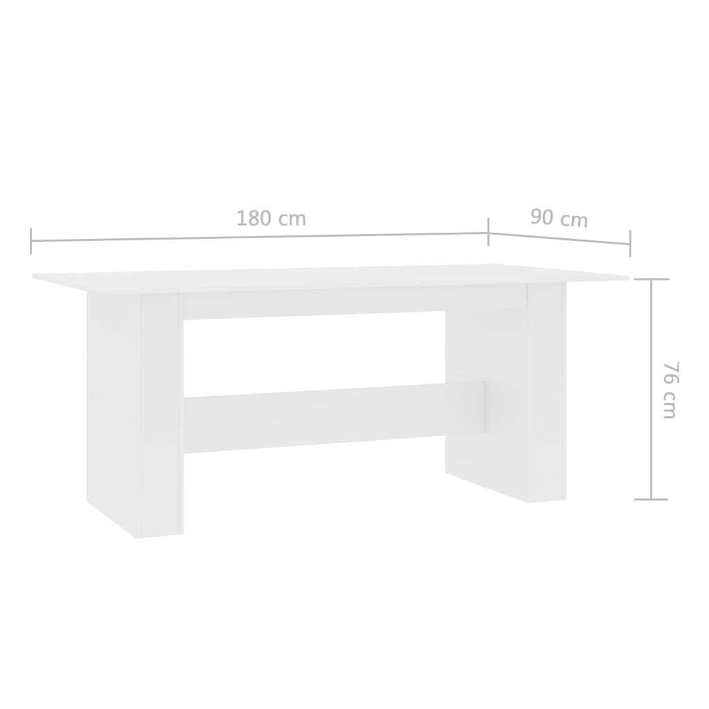 vidaXL Dining Table White 180x90x76 cm Engineered Wood