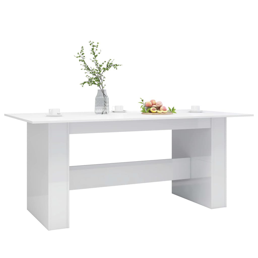 vidaXL Dining Table High Gloss White 180x90x76 cm Engineered Wood