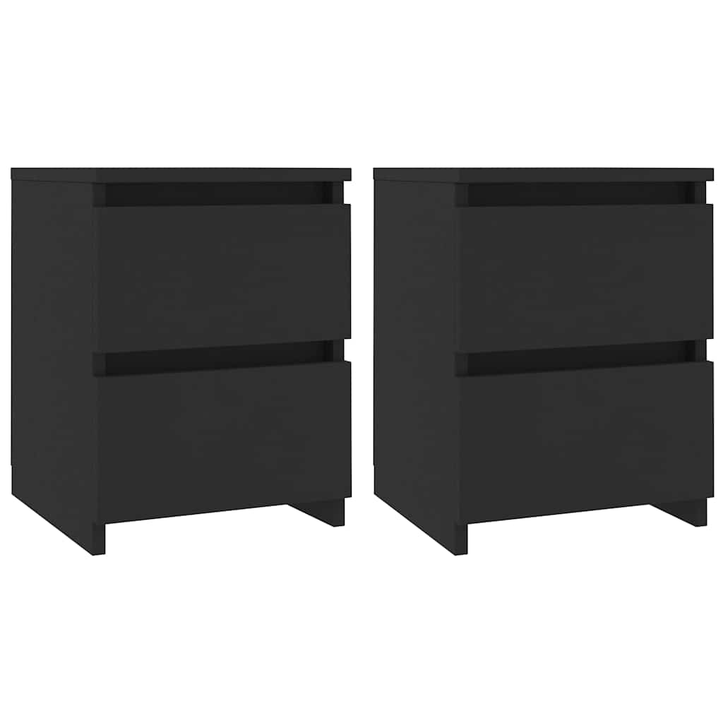 Bedside Cabinet | Set of 2 | Black | Engineered wood | 30x30x40 cm