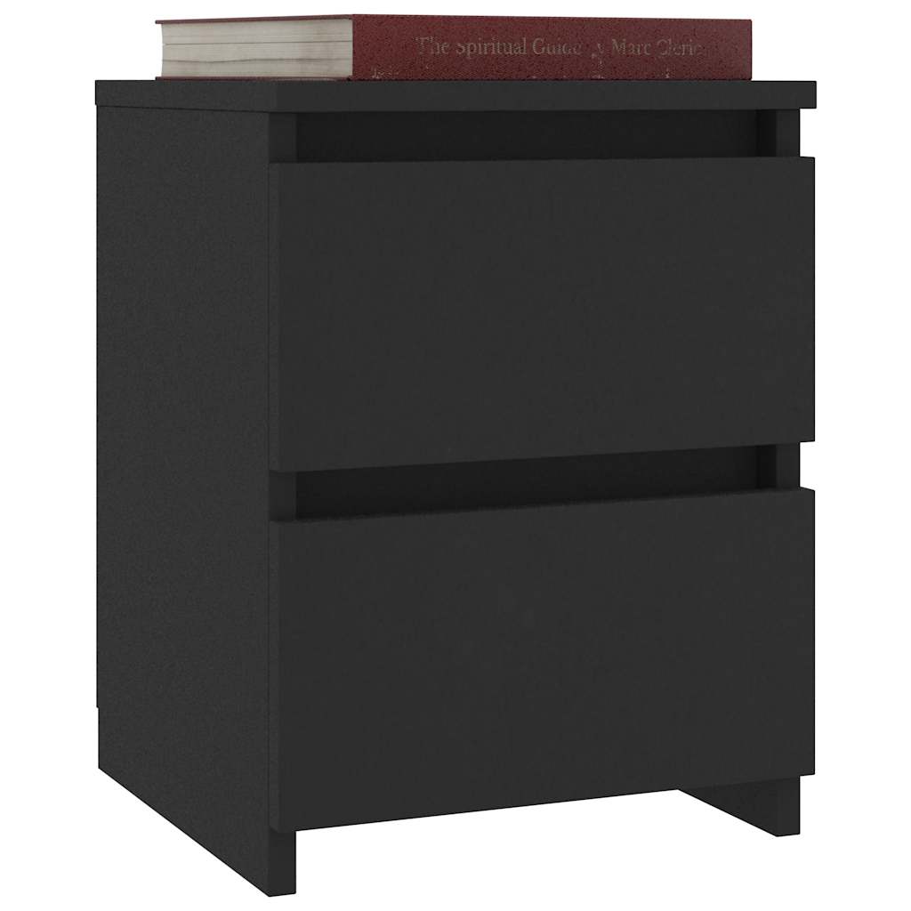 Bedside Cabinet | Set of 2 | Black | Engineered wood | 30x30x40 cm