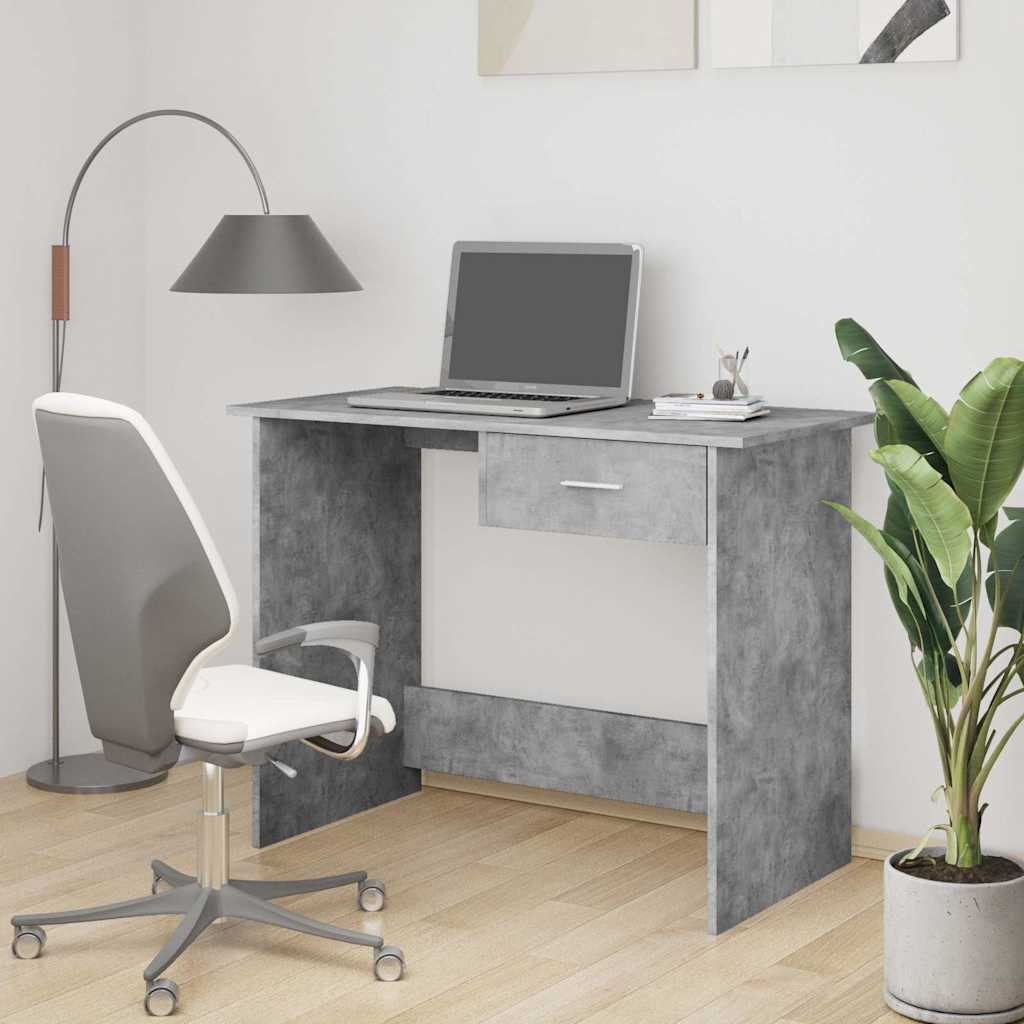 800553 vidaXL Desk Concrete Grey 100x50x76 cm Engineered Wood